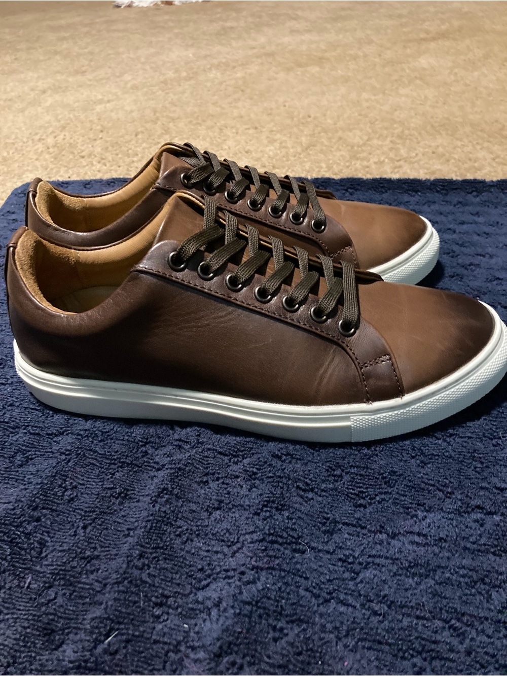 Thursday Boot Company Brown Leather Low-Top Sneakers w/White Sole - Picture 3 of 5